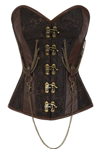 14 Steel Bone Hourglass Steampunk Chained Overbust Corset