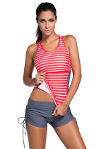 Active Striped Racerback Tankini and Swim Shorts