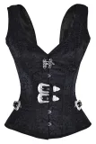 Black 12 Steel Bone Brocade Vested Corset