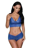 Blue Stretch Lace Bralette Lingerie Set