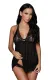 Black Ravishing Halter Lace Top Open Back Babydoll