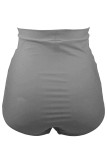 Gray Retro High Waisted Swim Short