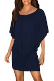 Multiple Dressing Layered Dark Blue Mini Dress