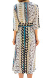 Aztec Print Open Front Long Cover Up