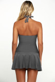 Orange Color Gradient Sweet Halter Swimdress