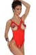 Red Open Cup Crotchless One-piece Teddy