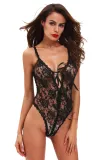 Black Lace Open Gusset Teddy Lingerie