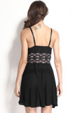 Black Mesh and Metallic Lace Babydoll