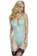 Light Blue Eyelash Lace Teddy with Garters