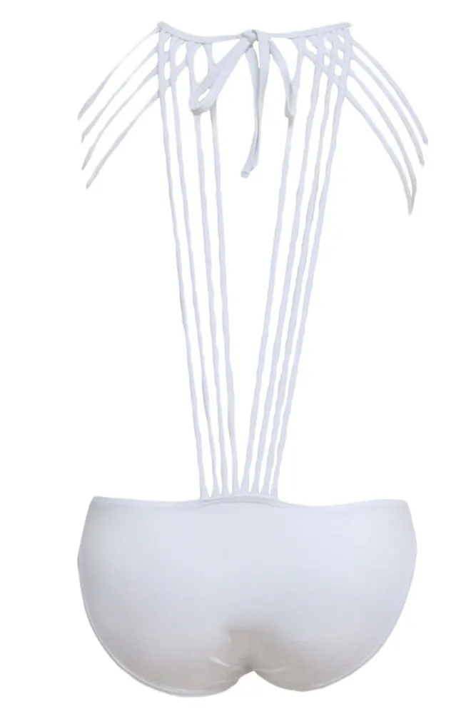 Sexy White One-piece Swimwear with Strings