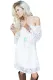White Off The Shoulder 3/4 Sleeve Floral Lace Dress
