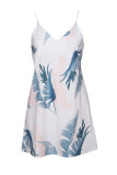 Light Tropical Palm Print Short Dress