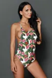 Tropical Print Ladder Back One Piece Swimsuit