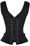 Black 12 Steel Bone Brocade Vested Corset