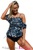 Rock Solid Off-The-Shoulder Tankini Swimsuit Black