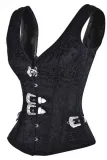 Black 12 Steel Bone Brocade Vested Corset