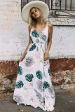 Foiled Flower Print Sexy V Neck Maxi Dress