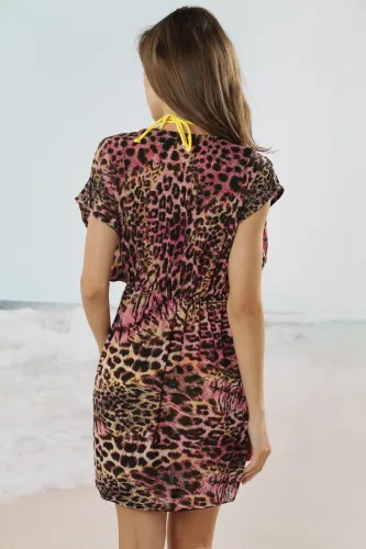 Sexy Leopard V-neck Fashion Beach Coat Cover-up