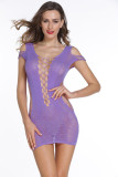 Orchid Crotchet Mesh Hollow-out Mini Chemise Dress