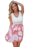Lace Tank Pink Floral Print Skirt Skater Dress