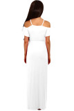 White Cold Shoulder Long Jersey Dress
