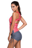 Active Striped Racerback Tankini and Swim Shorts