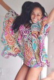 Eye-candy Random Print Beach Tunic Cover up