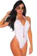 White Lace up High Cut Low Back Teddy