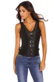 Black 12 Steel Bone Brocade Vested Corset