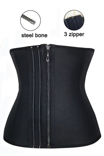 9 Steel Bones Triple zipper Rubber Waist Trainner