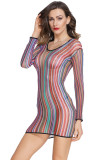 Stripe Fishnet Chemise Dress