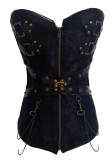 Black Zip Front Steampunk Corset with Thong