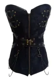 Black Zip Front Steampunk Corset with Thong