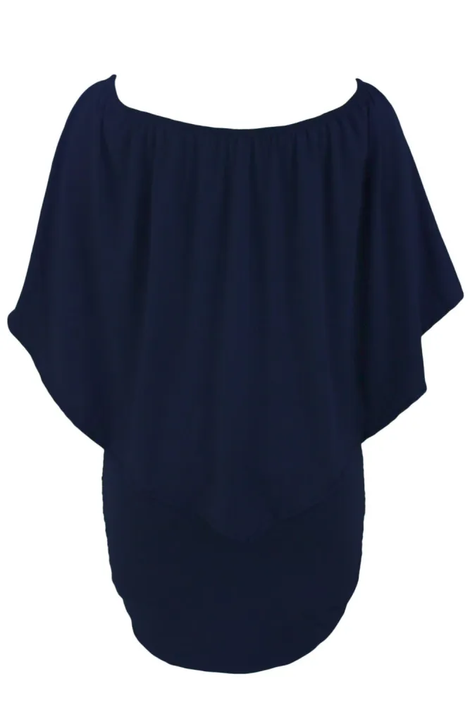 Multiple Dressing Layered Dark Blue Mini Dress