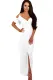 White Cold Shoulder Long Jersey Dress