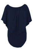 Multiple Dressing Layered Dark Blue Mini Dress