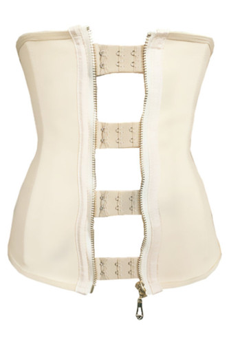 9 Steel Bones Zipper Hooks Beige Rubber Waist Trainer