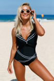 Girly Sailor Lace Up Back One Piece Bathing Suit