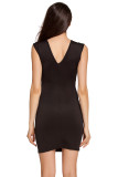 Sexy Sleeveless Foiled Applique Detail Black Shift Dress