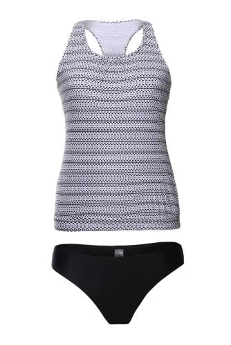 Monochrome Beach Ethnic Print 2pcs Tankini Swimsuit