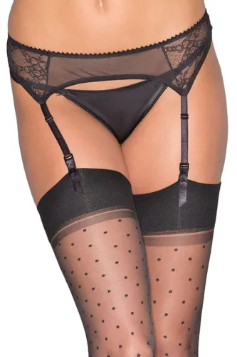 Black Mesh and Lace Garter Belt