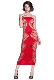 Red Zig Zag Shred Seamless Long Dress