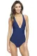 Navy Blue Self Tie One Piece Swimsuit