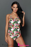 Tropical Print Ladder Back One Piece Swimsuit