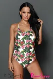 Tropical Print Ladder Back One Piece Swimsuit