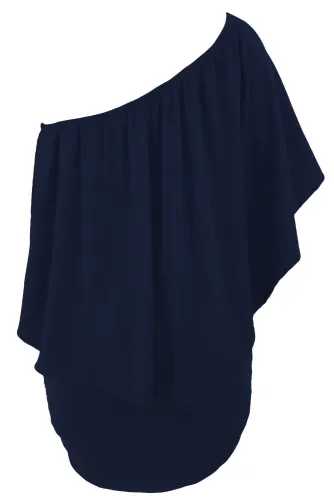 Multiple Dressing Layered Dark Blue Mini Dress