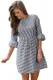 Black White Stripe Flounce Sleeve Seersucker Dress