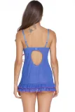 Blue Sexy Night Lace Cup Babydoll with Slit