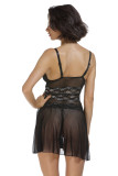 Black Mesh and Metallic Lace Babydoll