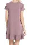 Grape Purple Short Sleeve Draped Hemline Casual Shirt Dress